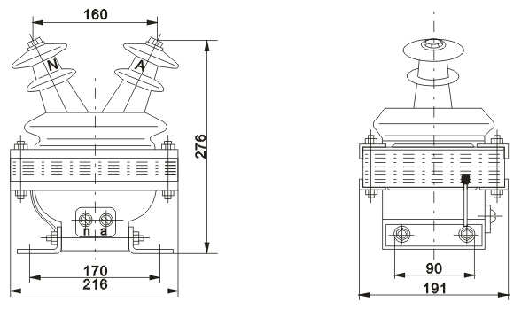 JDZ-3、6、10(W)电压互感器外形尺寸