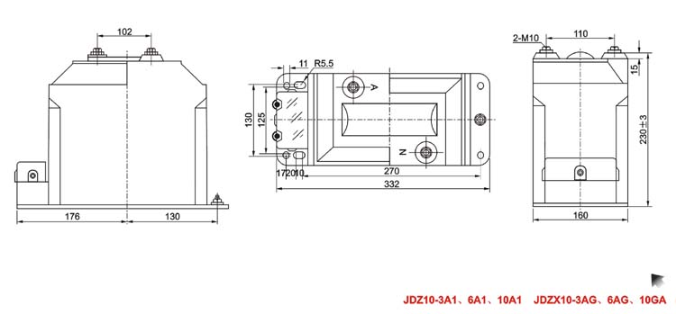 RZL12、JDZ10-3、6、10A(B)电压互感器外形尺寸